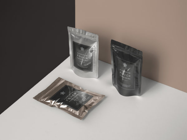 Metal Foil Pouch Packaging Free Mockup
