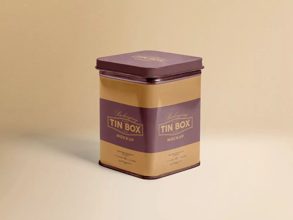 Metallic Box Packaging Mockup Free