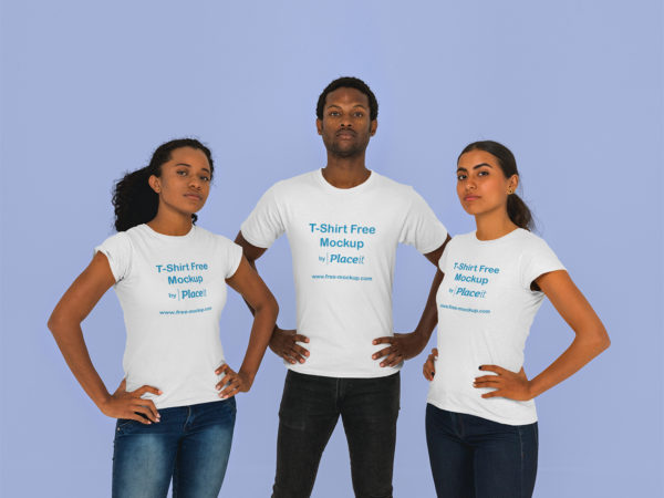 T-Shirt Mockup of a Man and Two Women