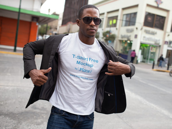 Cool Man with Sunglasses Wearing a T-Shirt Placeit Mockup