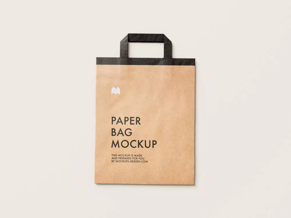 Free Flattened Paper Bag Mockup