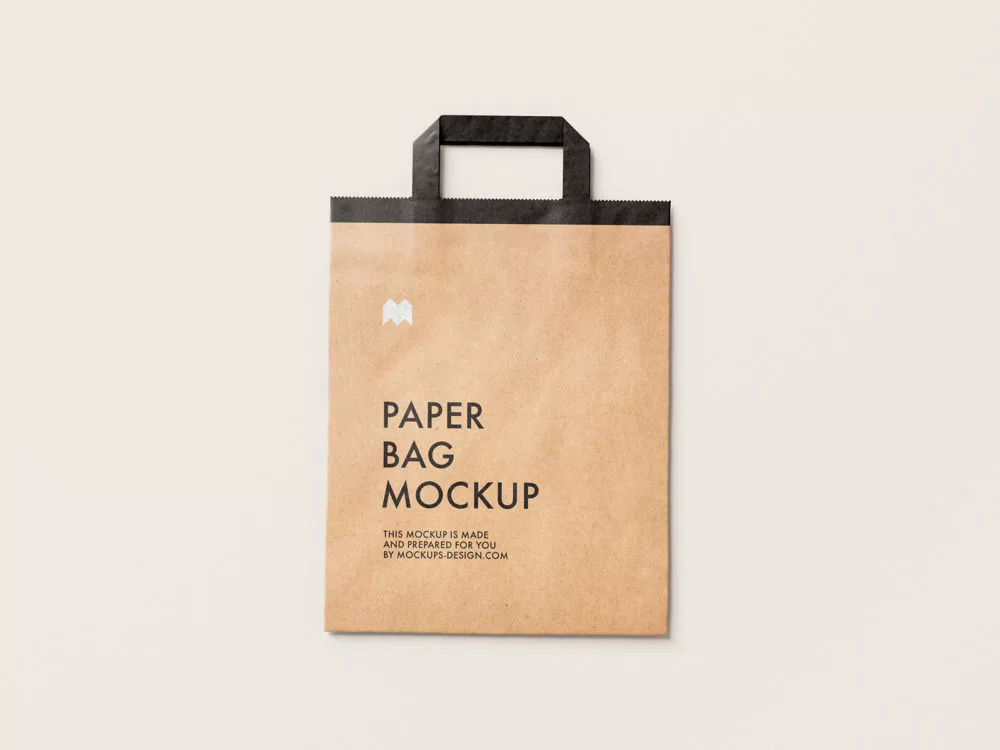 Free Flattened Paper Bag Mockup