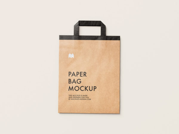 Free Flattened Paper Bag Mockup