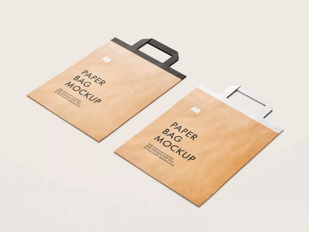 Free Flattened Paper Bag Mockup