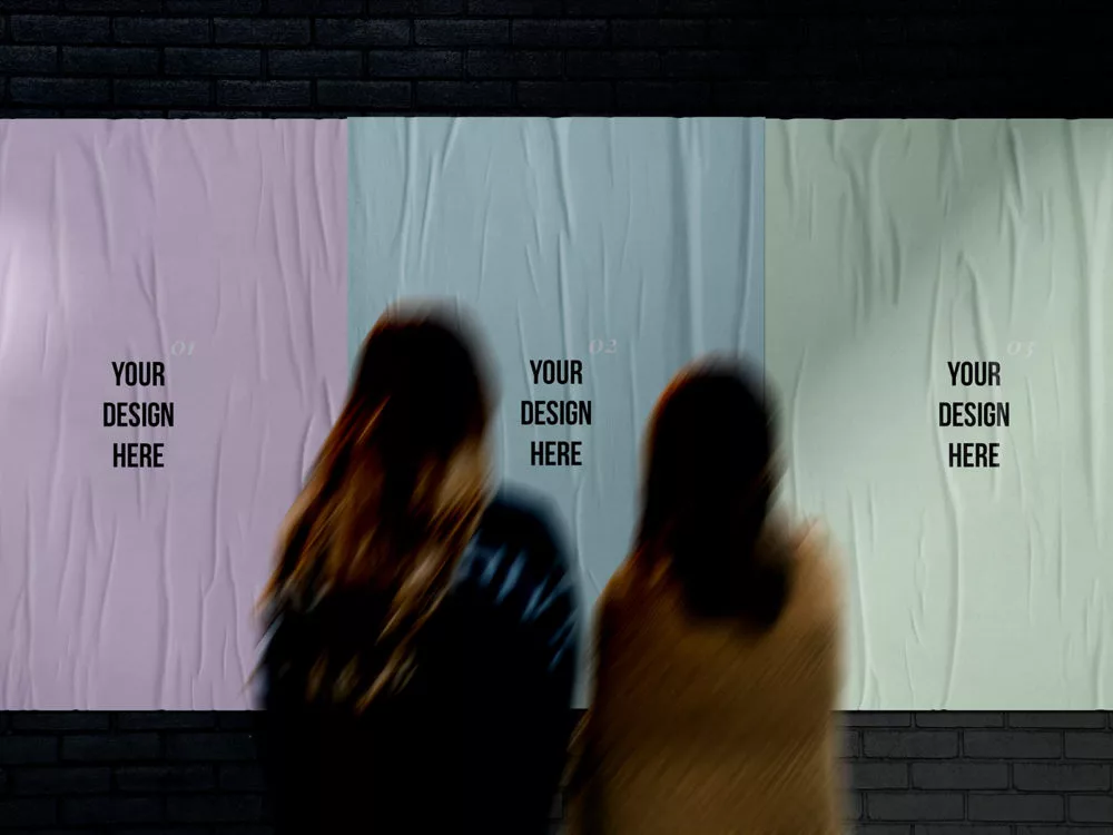 Glued Street Posters Free Mockup