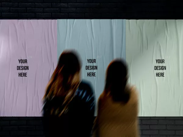 Glued Street Posters Mockup