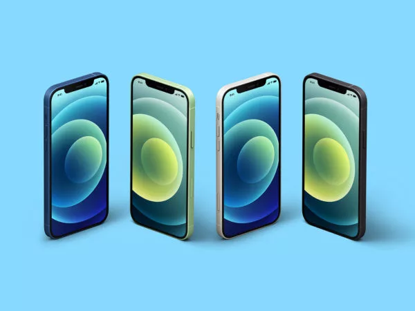Isometric iPhone 12 Mockup Set
