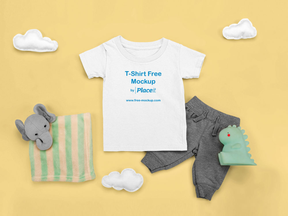 T-Shirt Mockup Featuring a Comfy Outfit for a Baby