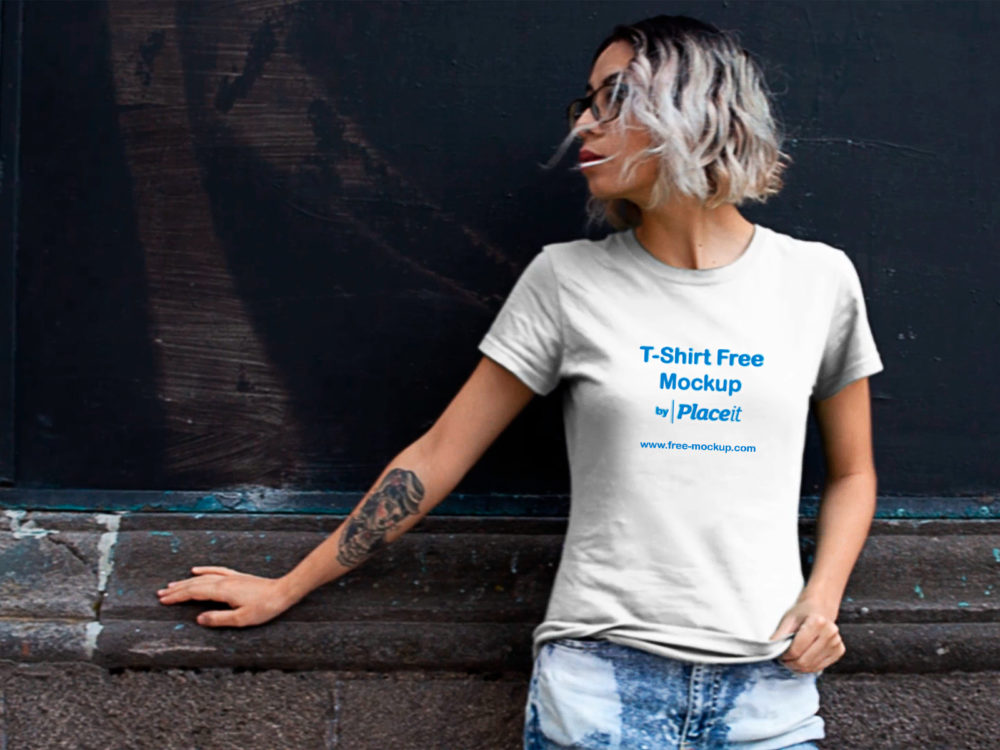 T shirt video placeit mockup of a tattooed woman | free mockup