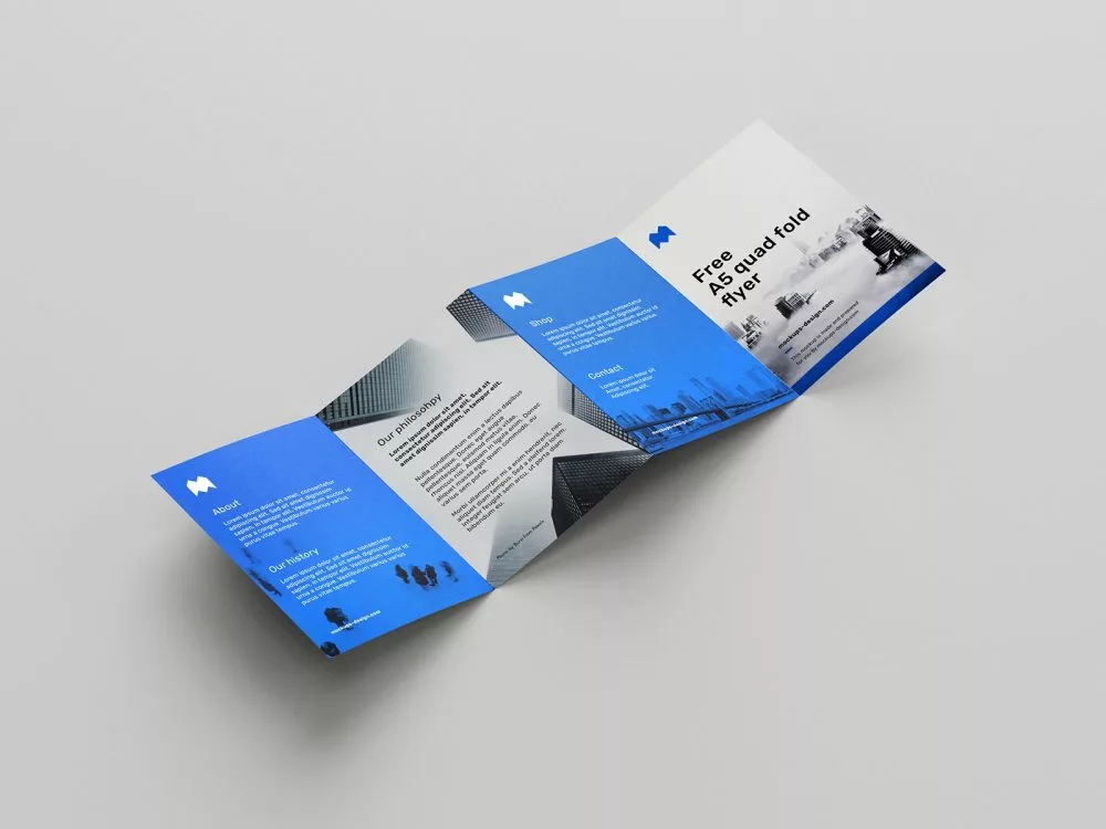 A5 Quad-Fold Flyer Free Mockup