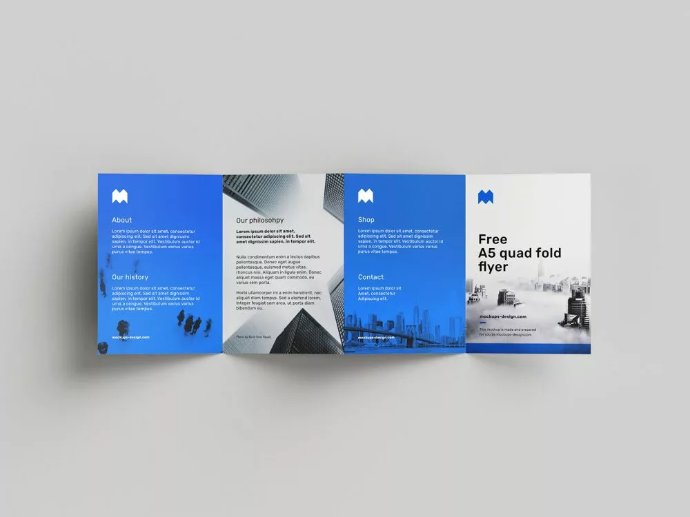 A5 Quad-Fold Flyer Free Mockup