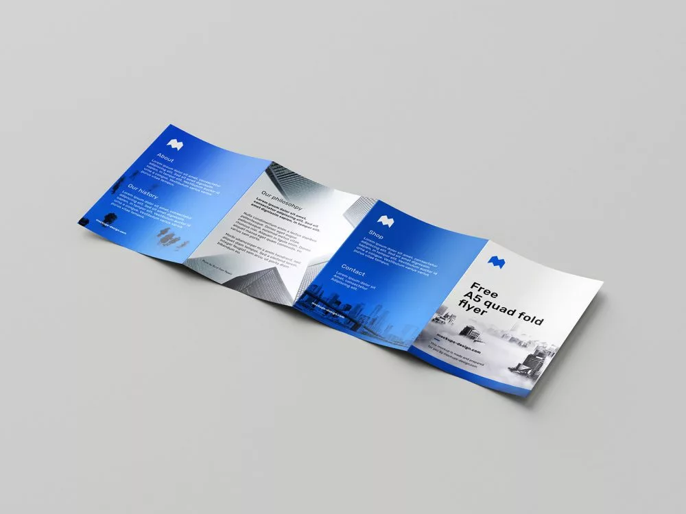 A5 Quad-Fold Flyer Free Mockup