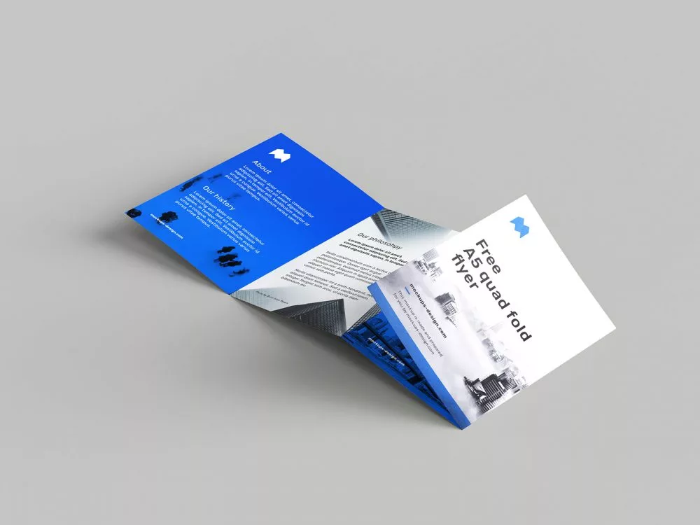 A5 Quad-Fold Flyer Free Mockup