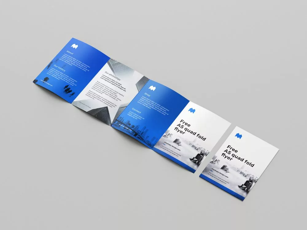 A5 Quad-Fold Flyer Free Mockup