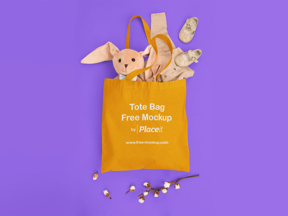 Tote Bag Placeit Free Mockup Filled with Baby Stuff