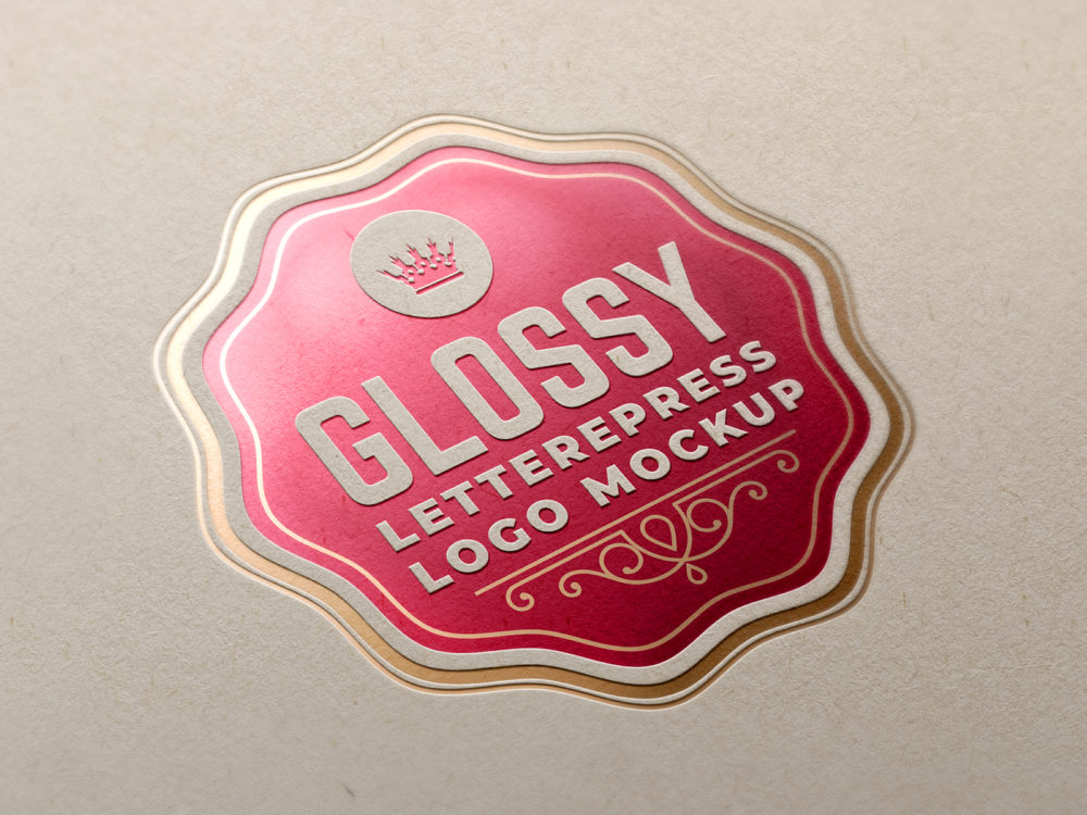 Glossy letterpress logo mockup | free mockup