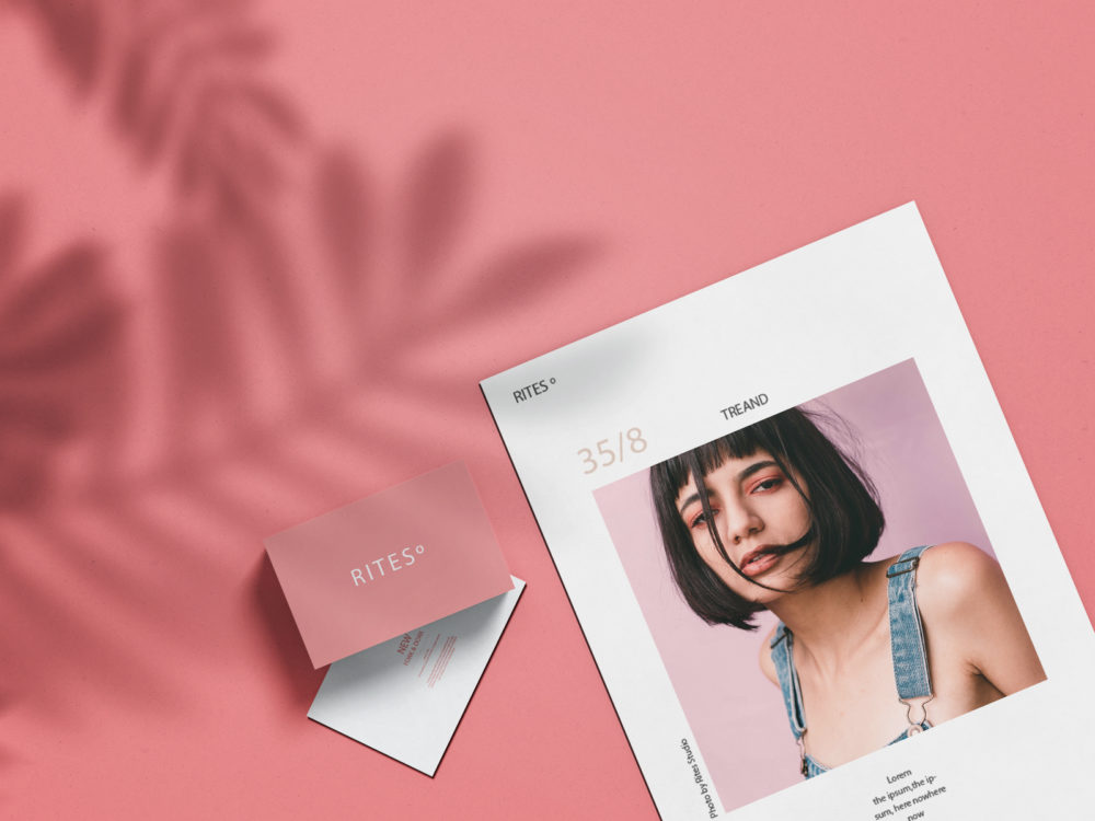 A4 Brand Paper with Business Card Mockup