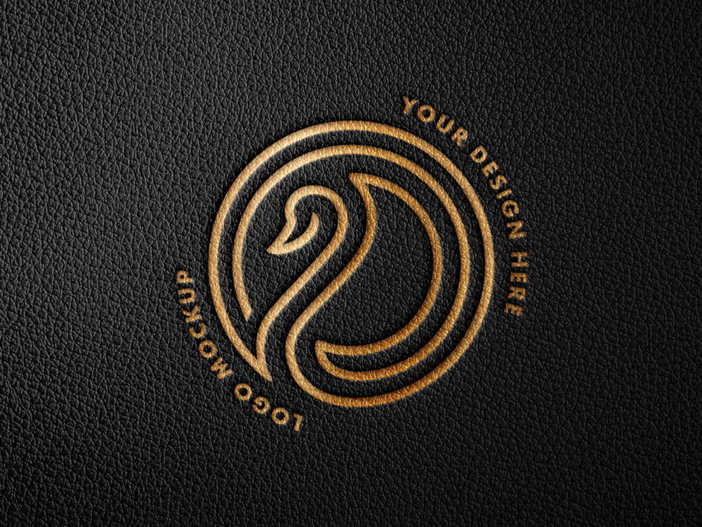 Debossed leather foil logo mockup | free mockup