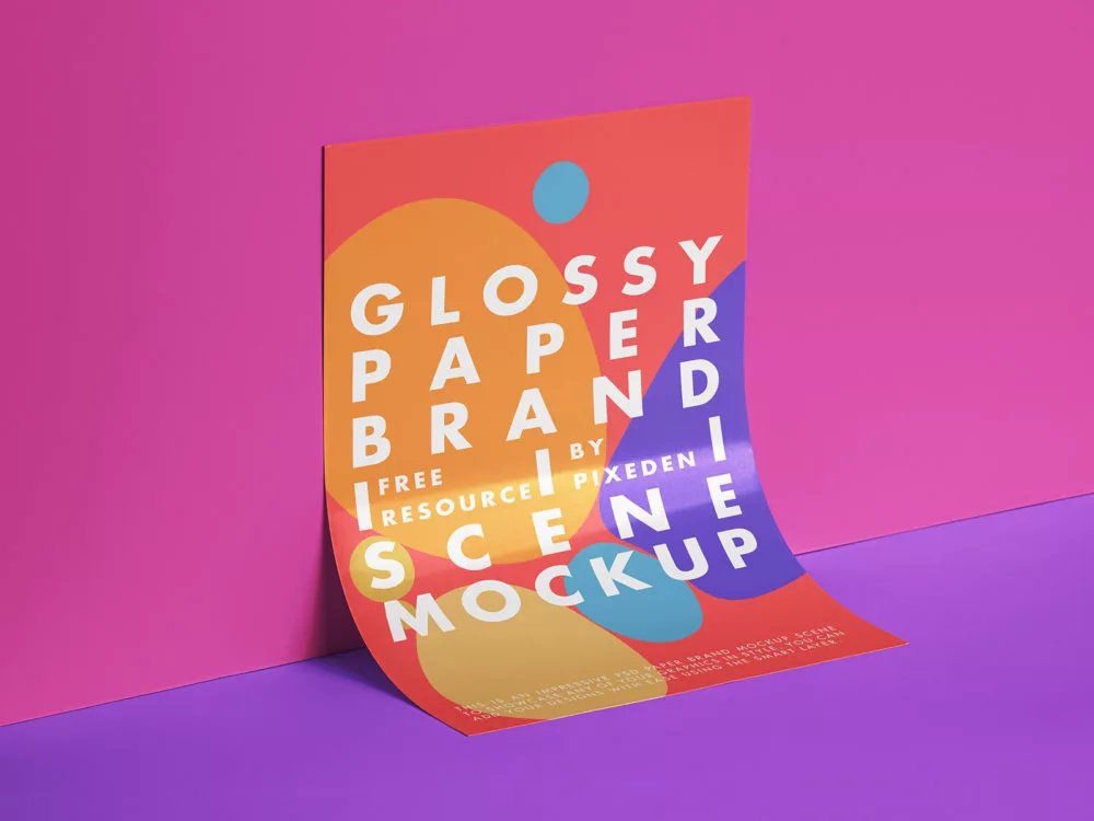 Glossy Paper Branding Free Mockup