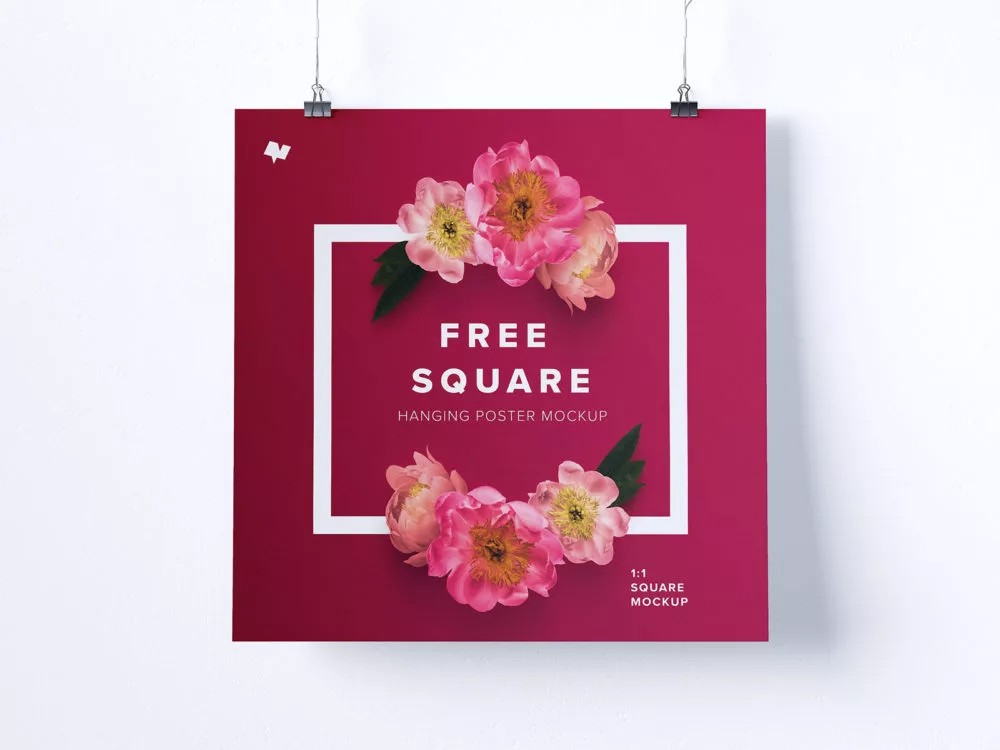Square Hanging Poster Mockup