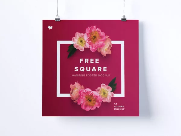 Square Hanging Poster Mockup
