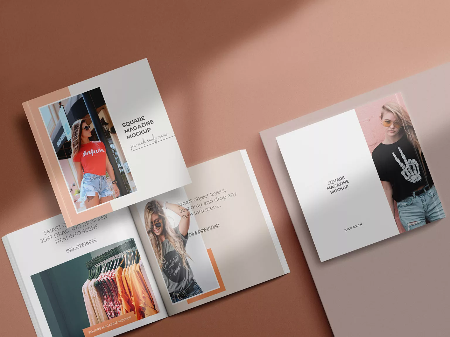 Square Magazine Free Mockup Set Free Mockup