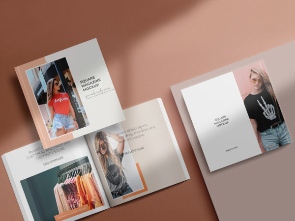 Square Magazine Free Mockup Set