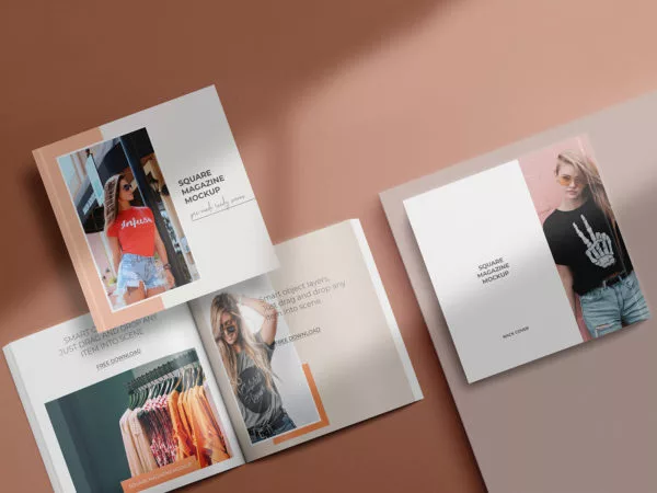 Square Magazine Mockup Set
