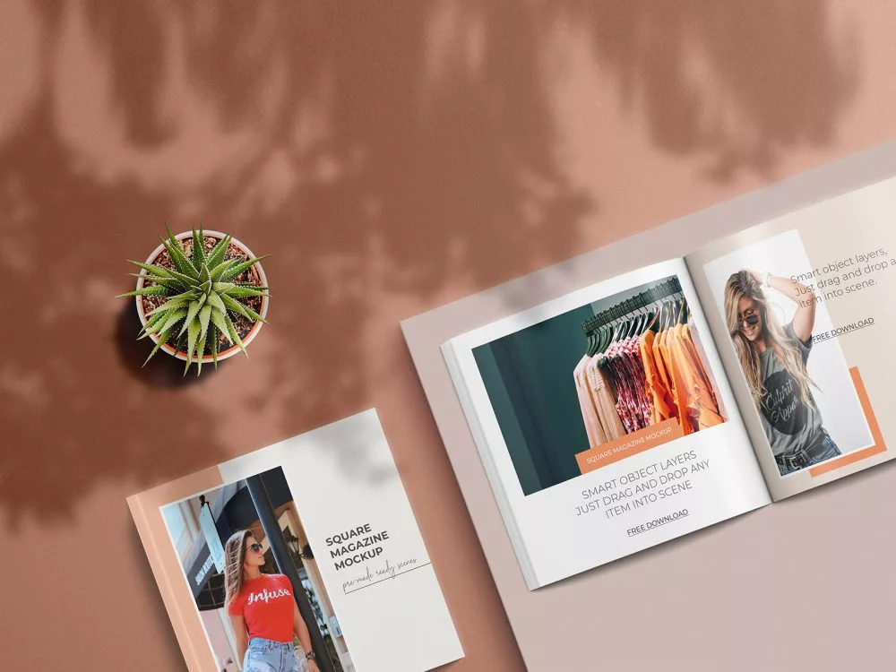 Square Magazine Free Mockup Set