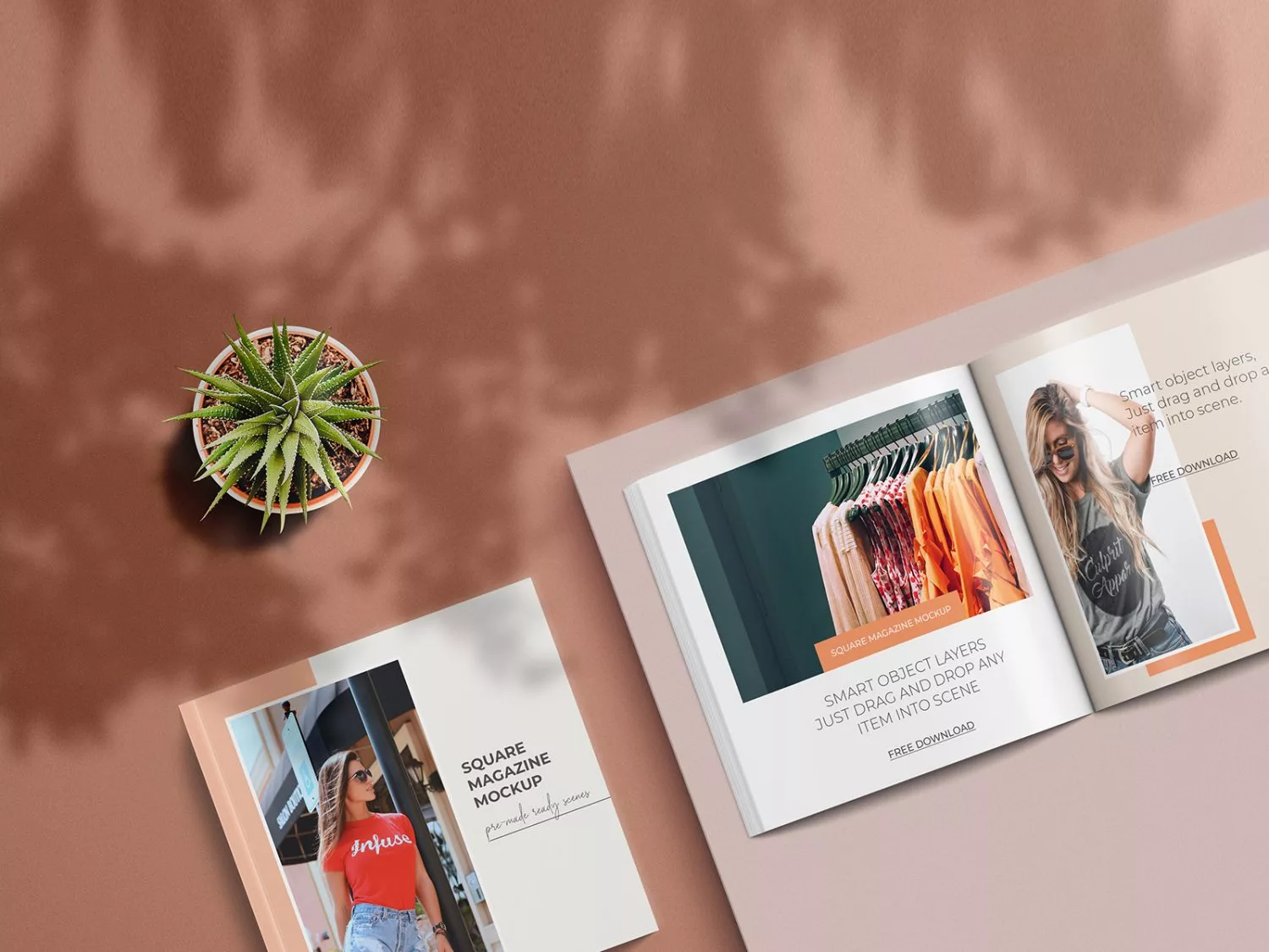 Square Magazine Free Mockup Set Free Mockup