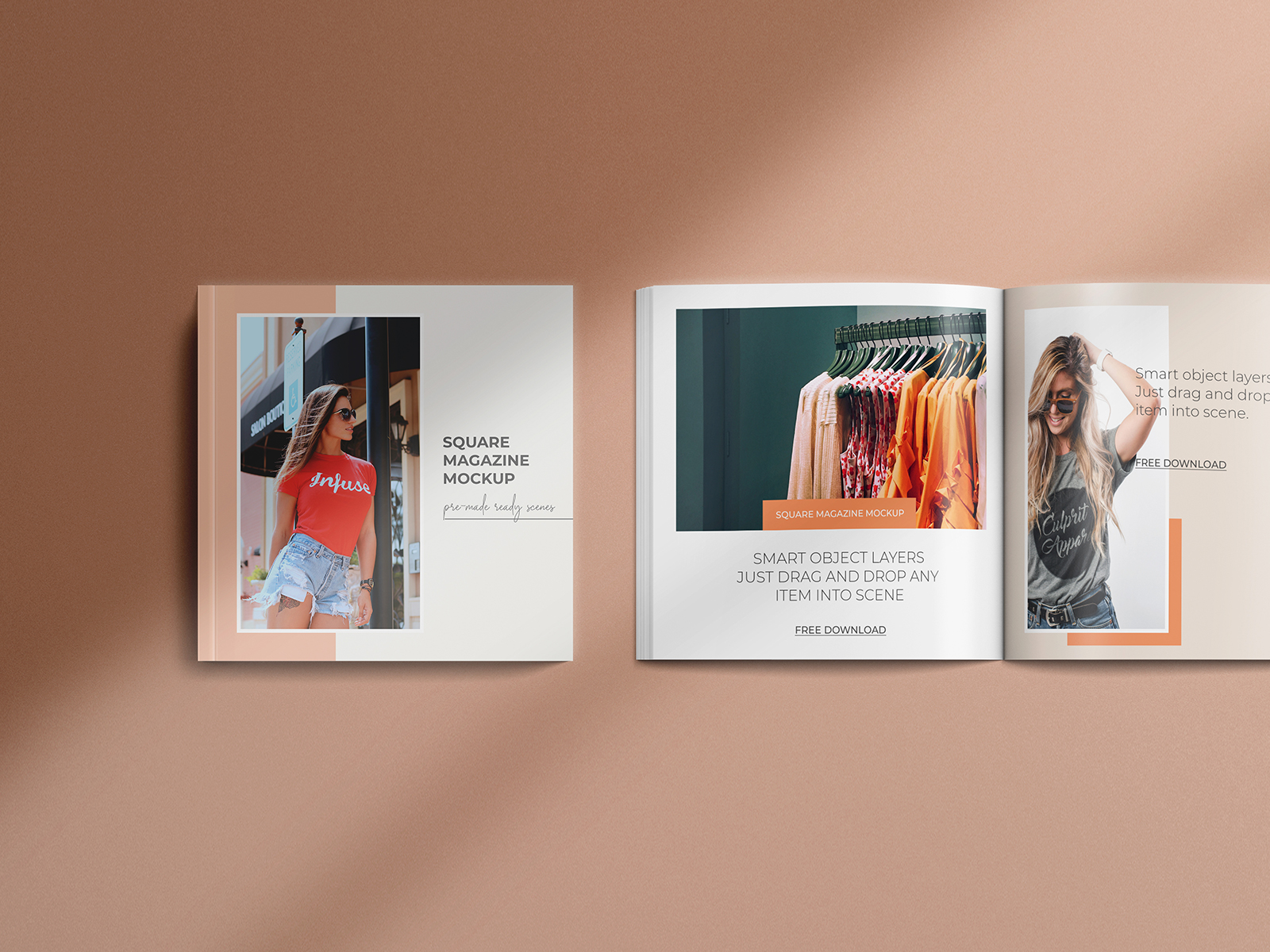 Square Magazine Free Mockup Set