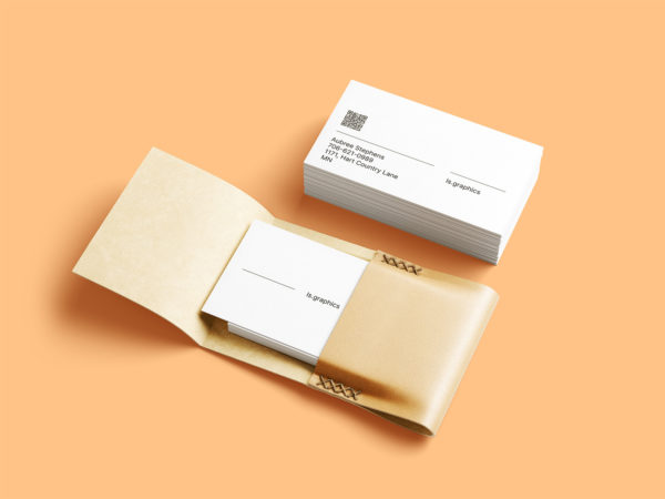 Business Cards with Leather Card Holder Mockups