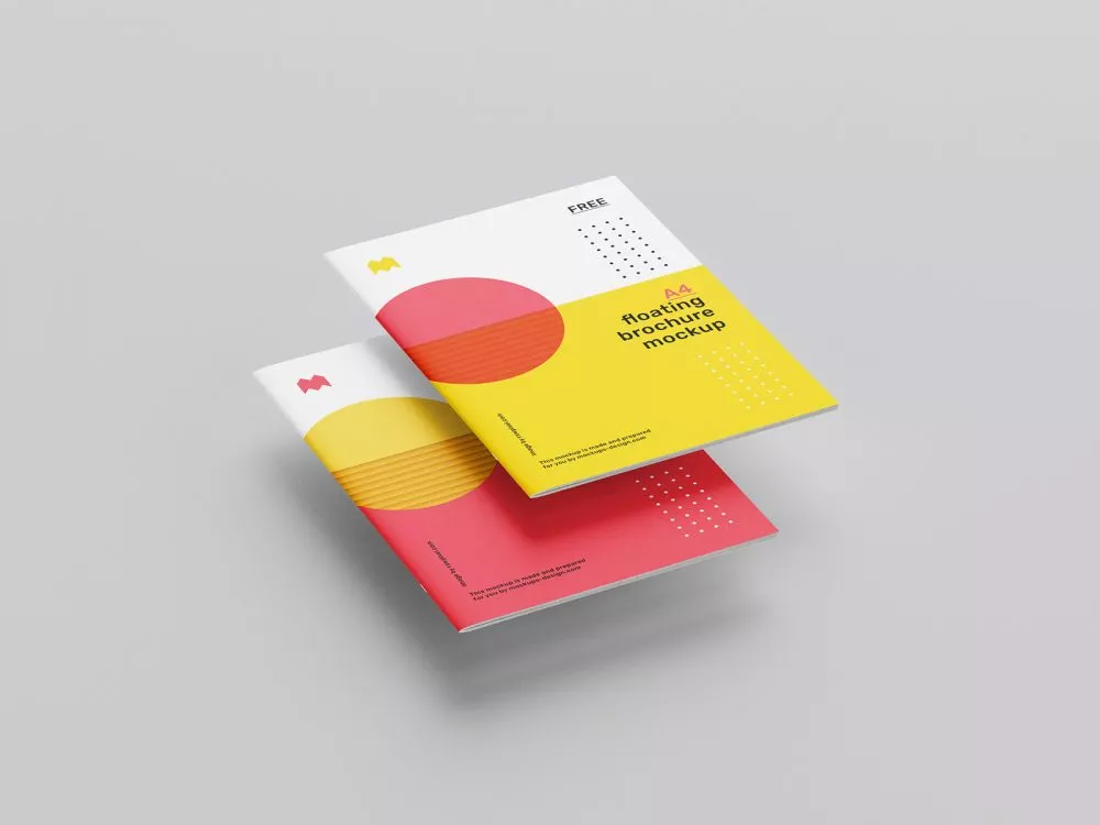 Floating A4 Brochure Free Mockup