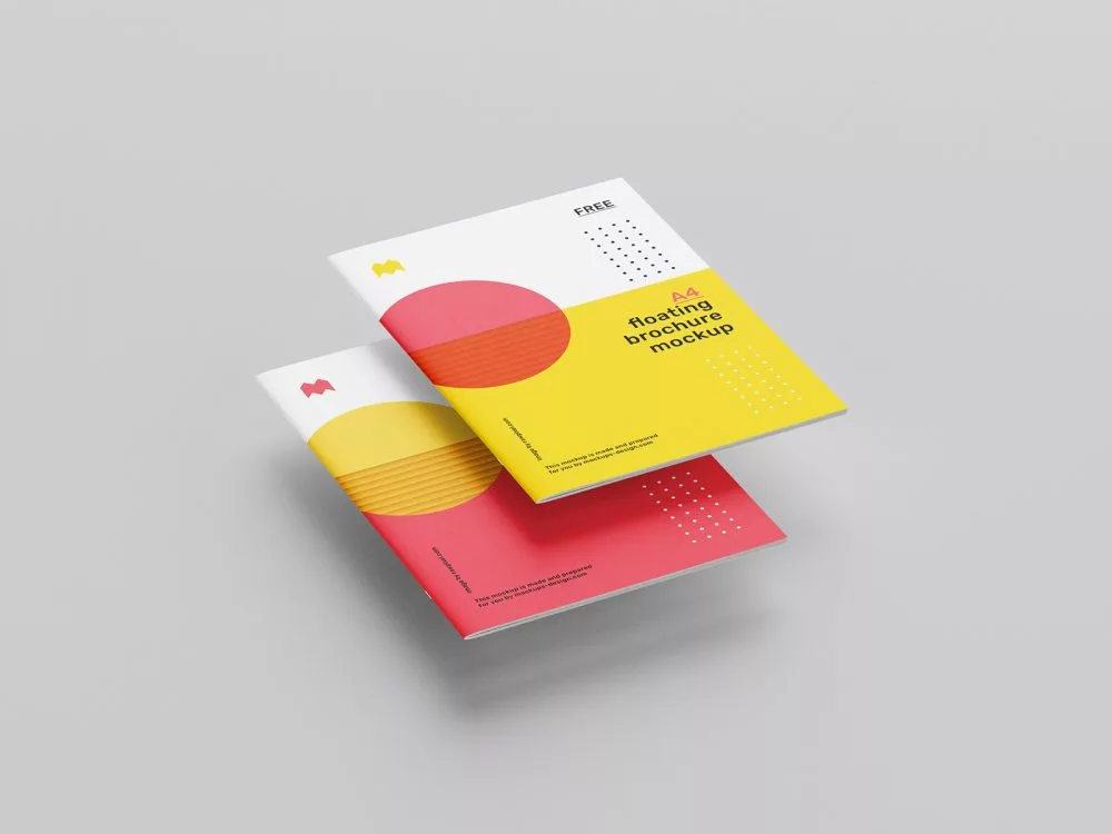 Floating A4 Brochure Free Mockup
