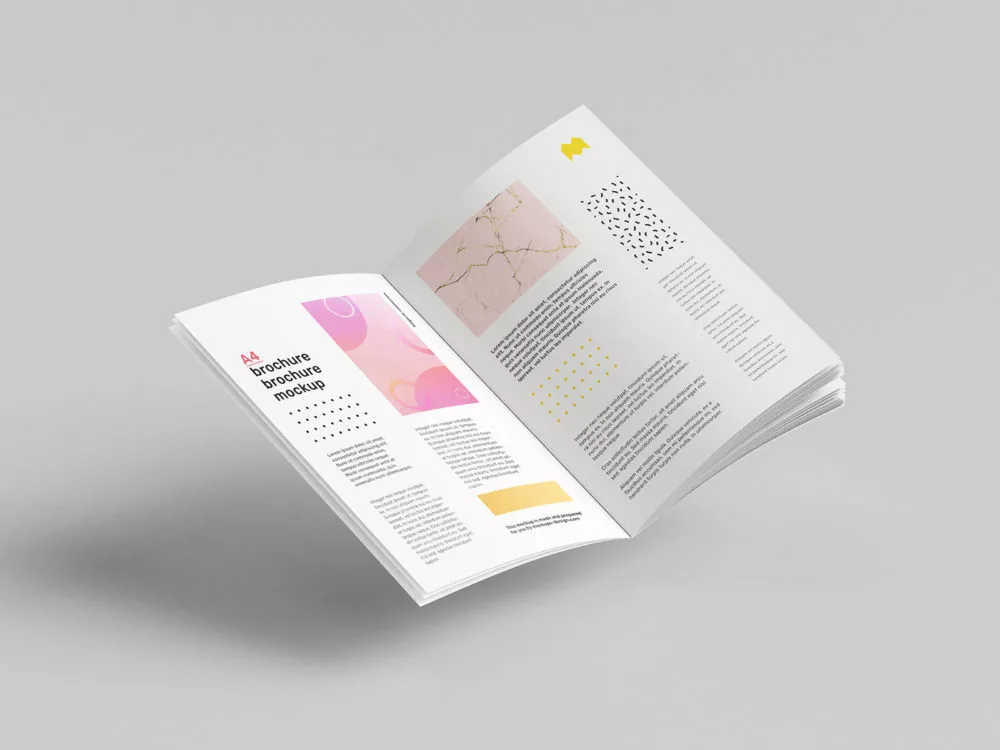 Floating A4 Brochure Free Mockup