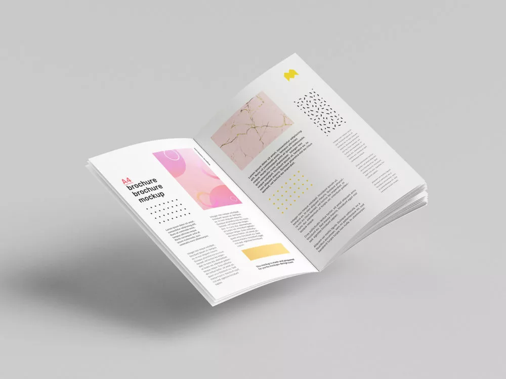 Floating A4 Brochure Free Mockup