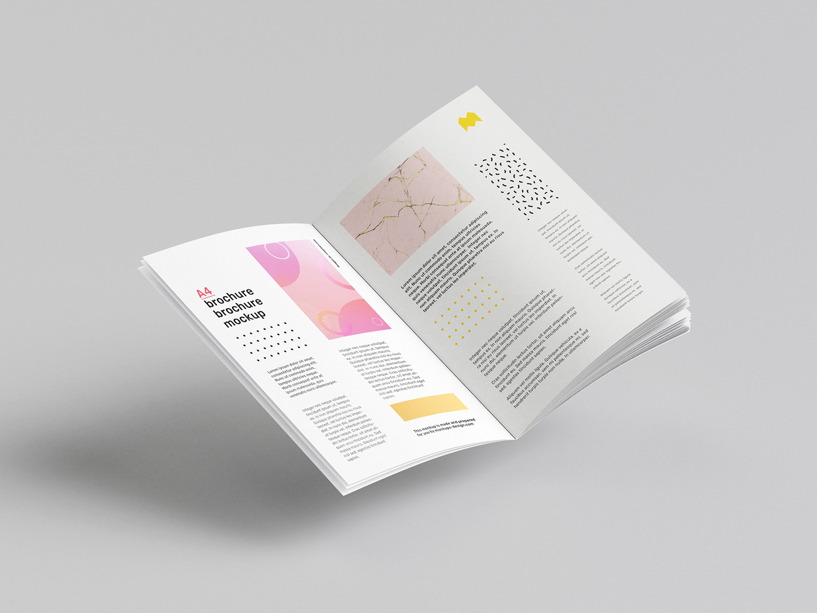 Floating A4 Brochure Free Mockup