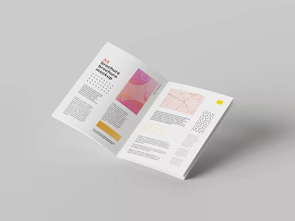 Floating A4 Brochure Free Mockup
