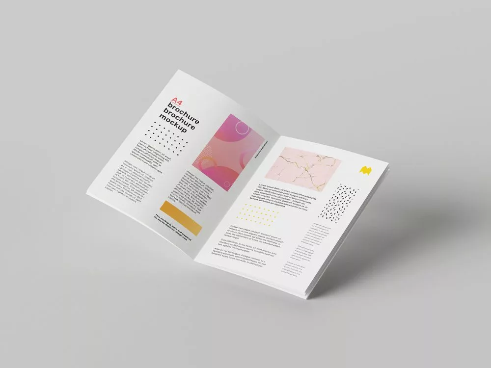 Floating A4 Brochure Free Mockup