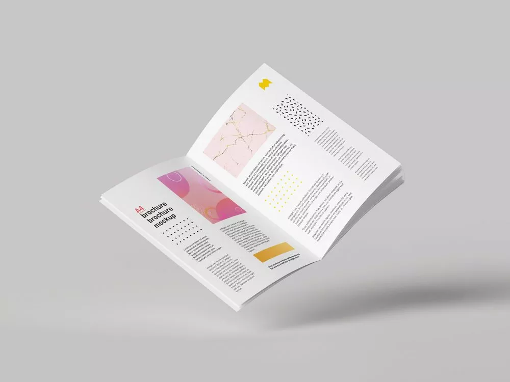 Floating A4 Brochure Free Mockup