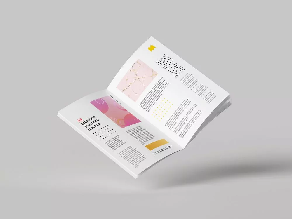 Floating A4 Brochure Free Mockup