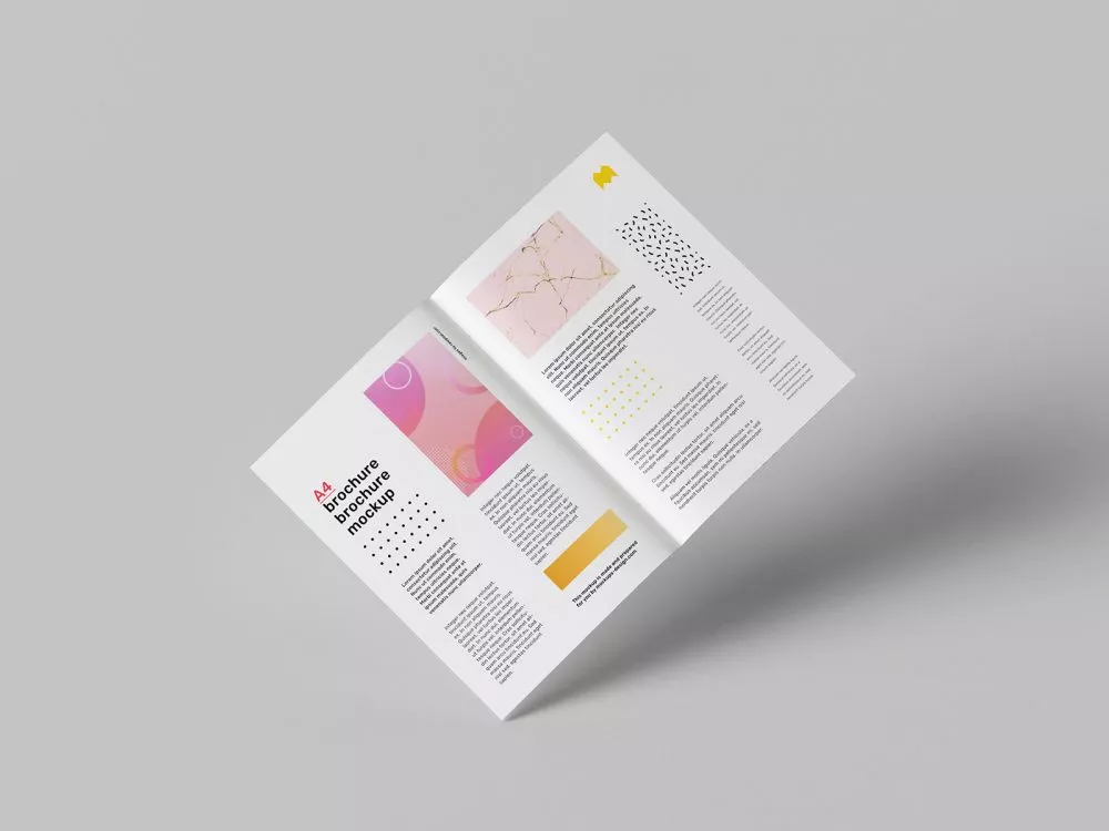 Floating A4 Brochure Free Mockup