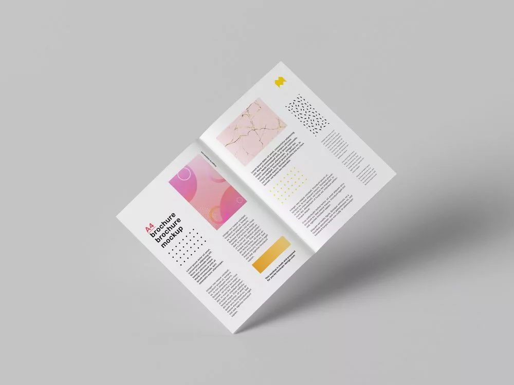 Floating A4 Brochure Free Mockup