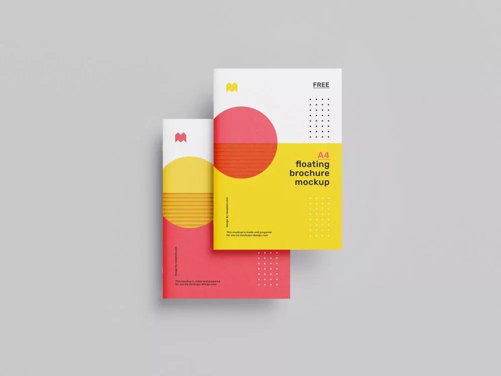 Floating A4 Brochure Free Mockup