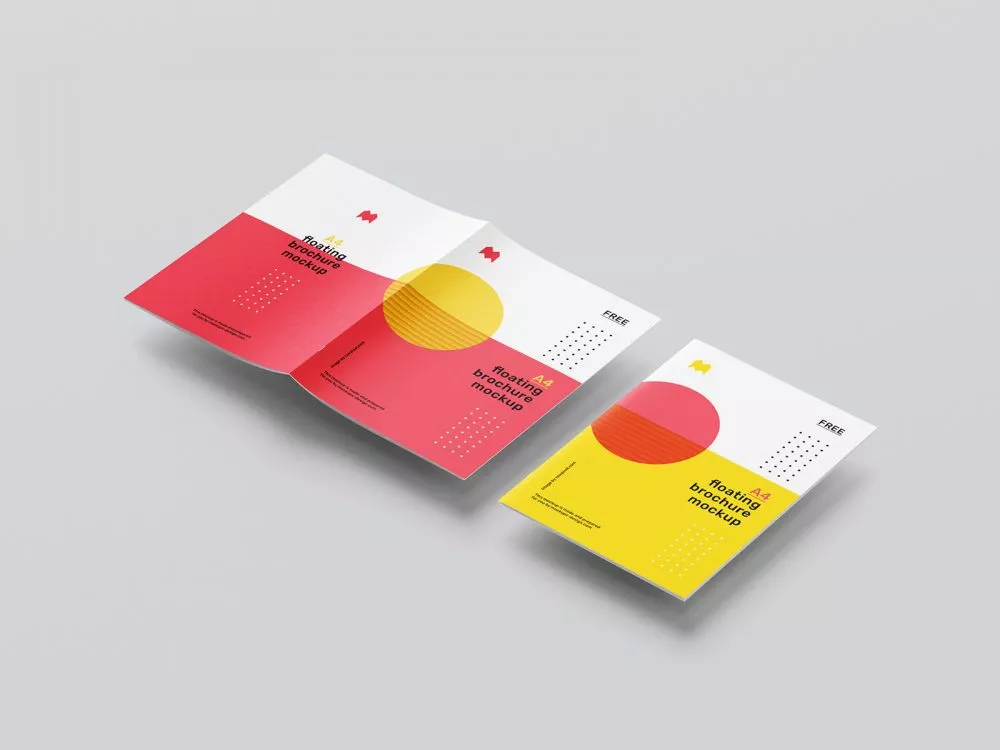 Floating A4 Brochure Free Mockup