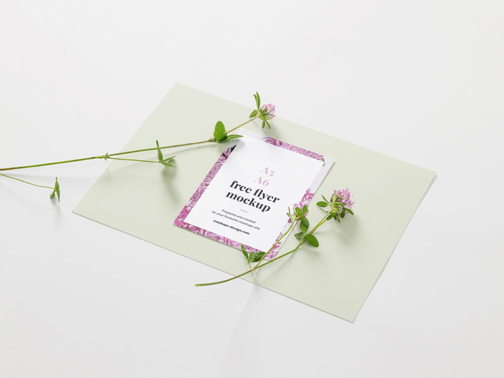 Free Floral A6 Flyer Mockup