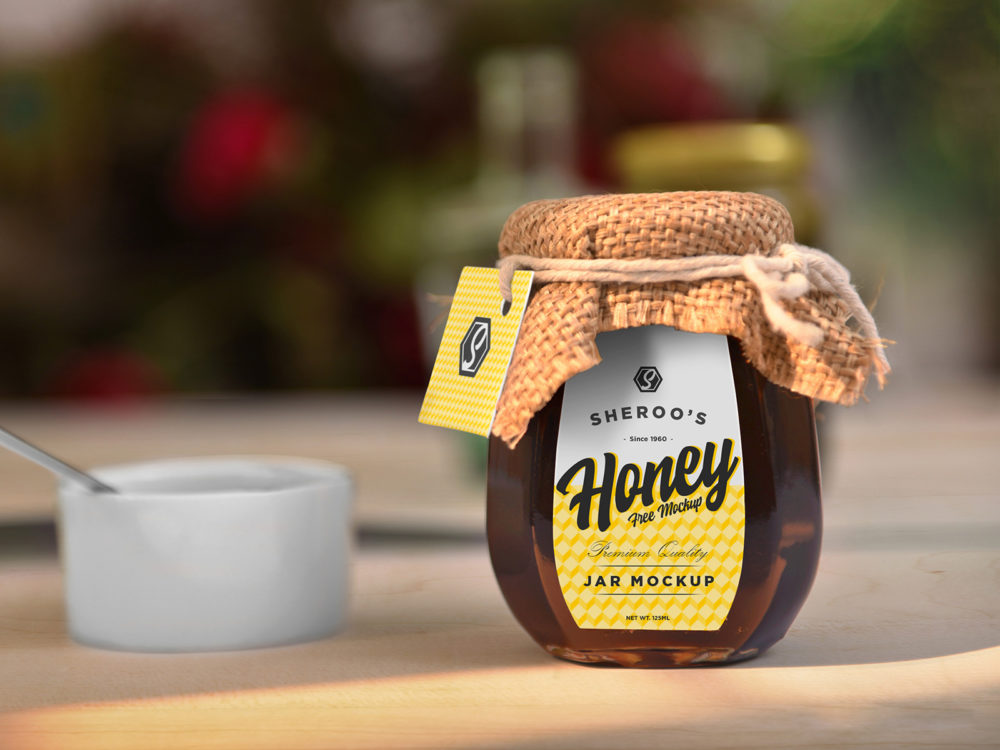 Free honey jar mockup | free mockup