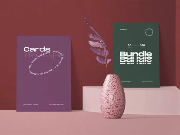 Invitation Paper Cards Mockup Scene