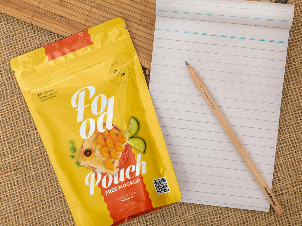 Free pouch food package mockup | free mockup