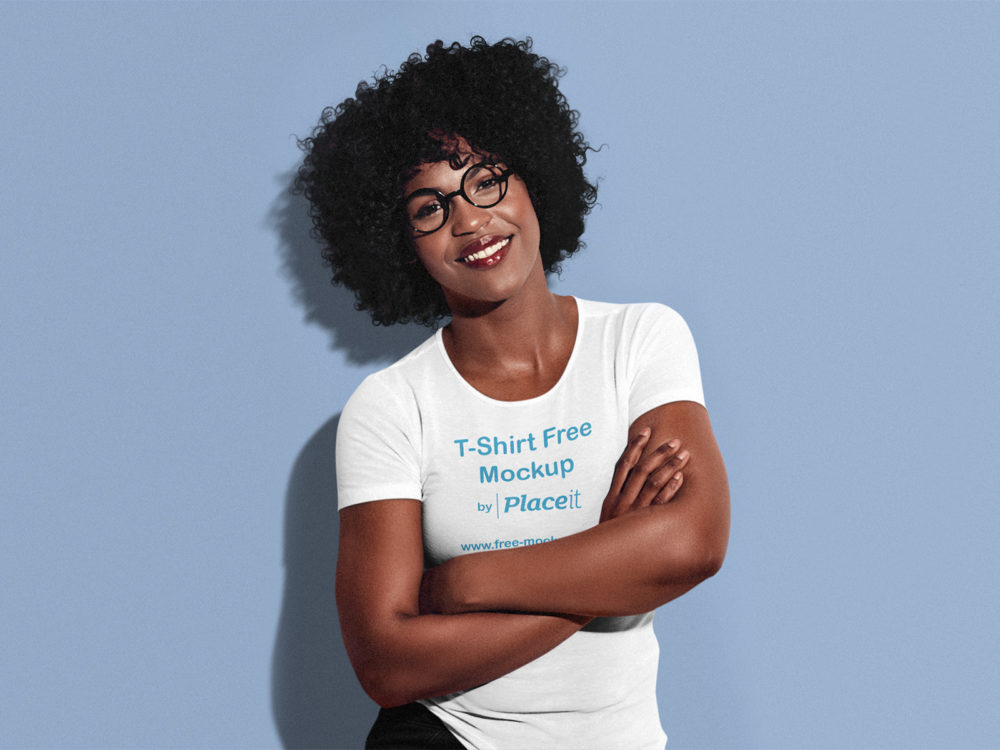 T Shirt Placeit Mockup of a Woman Wearing Glasses